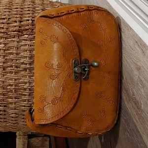 Vintage stamped leather satchel!